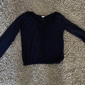 Navy Blue Boho Blouse